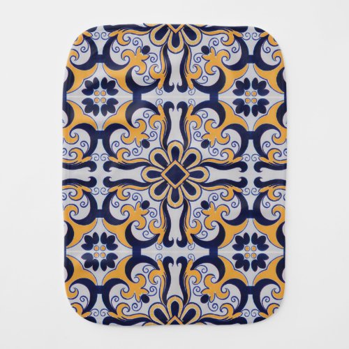 Portuguese tile pattern baby burp cloth