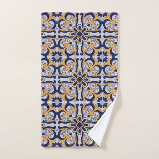 Portuguese tile pattern bath towel set Zazzle
