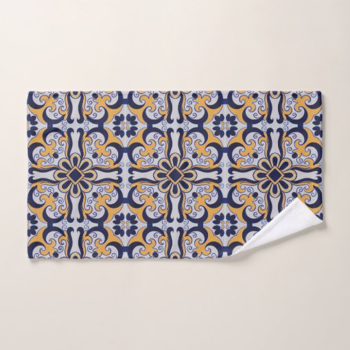 Portuguese tile pattern bath towel set Zazzle