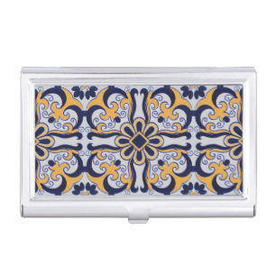 Portuguese tile pattern case for business cards