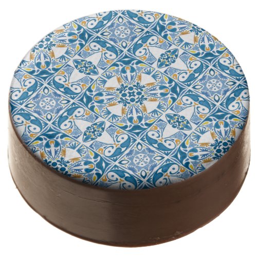 Portuguese Tile Pattern Chocolate Dipped Oreo