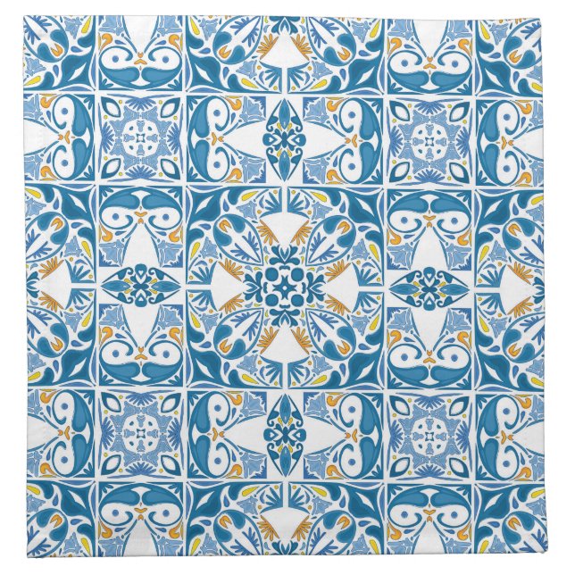 Portuguese Tile Pattern Cloth Napkin (Front)
