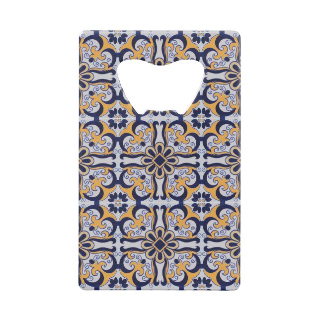 Portuguese tile pattern credit card bottle opener (Front)