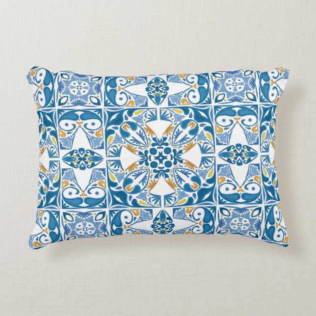 Portuguese Tile Pattern Decorative Pillow (Front)