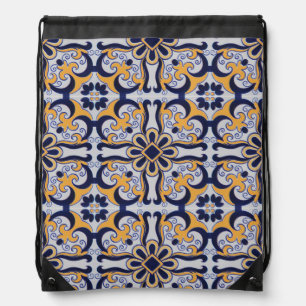 Portuguese tile pattern drawstring bag