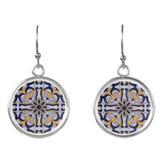 Portuguese tile pattern earrings (Front)