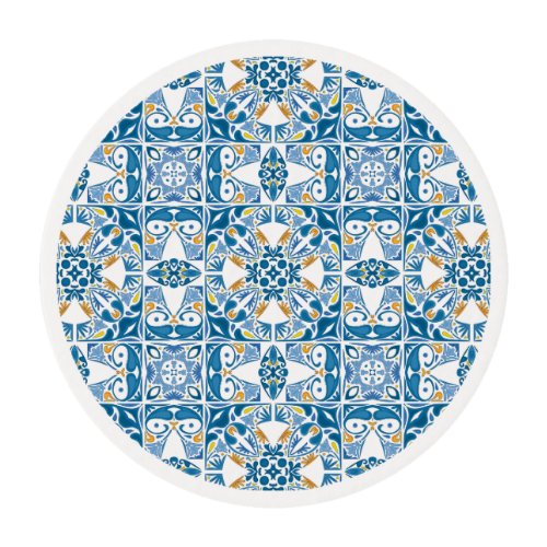 Portuguese Tile Pattern Edible Frosting Rounds