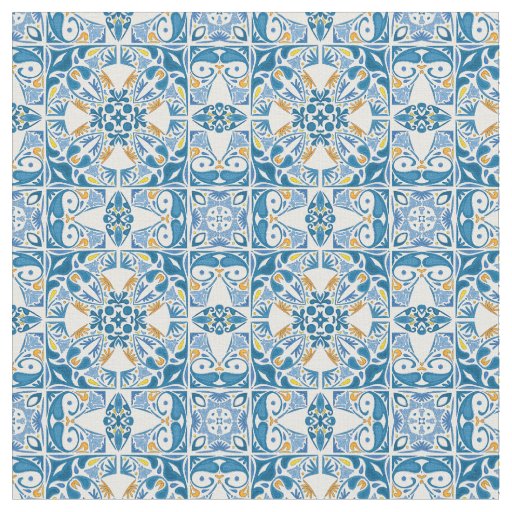 Portuguese Tile Pattern Fabric