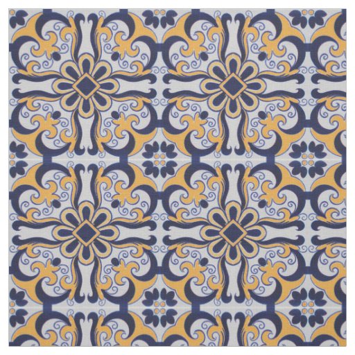 Portuguese tile pattern fabric