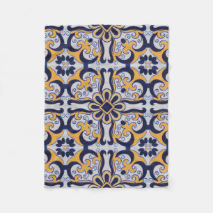 Portuguese tile pattern fleece blanket