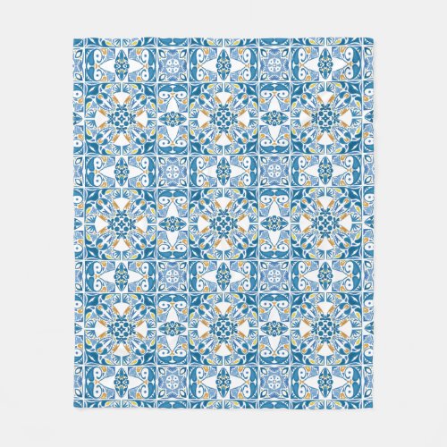 Portuguese Tile Pattern Fleece Blanket