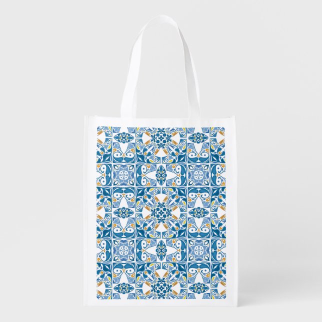 Portuguese Tile Pattern Grocery Bag (Front)