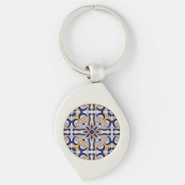 Portuguese tile pattern keychain (Front)