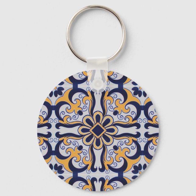 Portuguese tile pattern keychain (Front)