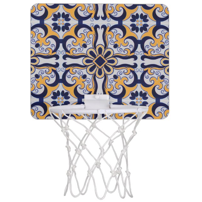 Portuguese tile pattern mini basketball hoop (Front)