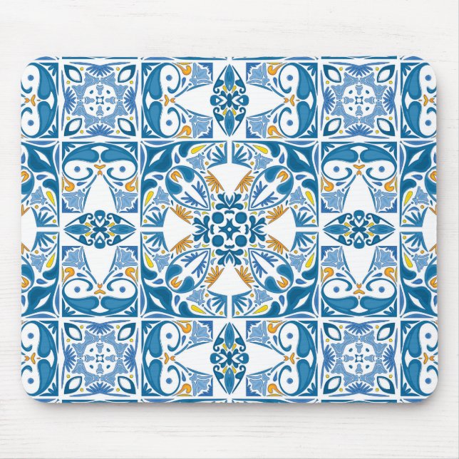 Portuguese Tile Pattern Mouse Pad (Front)