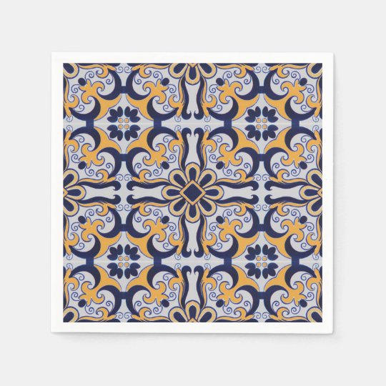 Portuguese tile pattern paper napkin