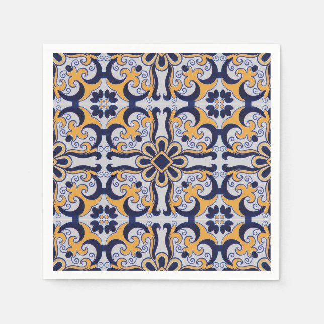 Portuguese tile pattern paper napkins (Front)