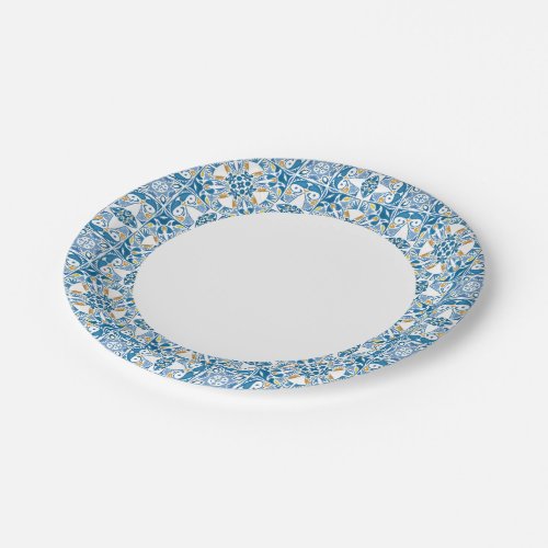 Portuguese Tile Pattern Paper Plates