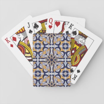 Portuguese Tile Pattern Playing Cards by BattaAnastasia at Zazzle