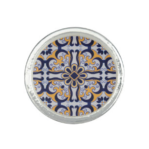 Portuguese tile pattern ring