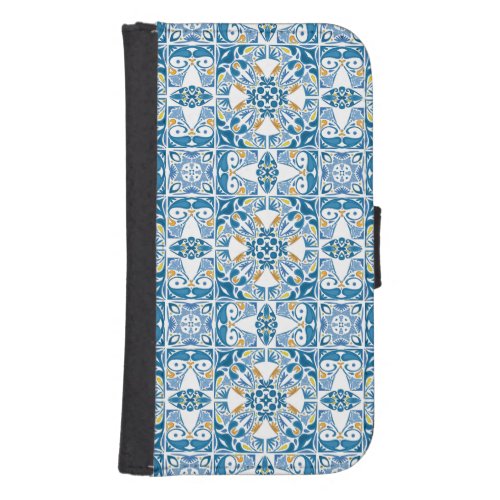 Portuguese Tile Pattern Galaxy S4 Wallet Case