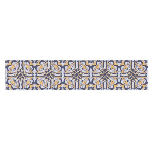 Portuguese tile pattern short table runner