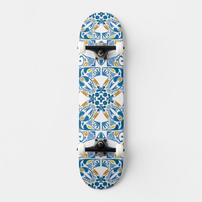 Portuguese Tile Pattern Skateboard Deck (Front)