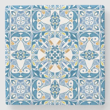 Portuguese Tile Pattern Stone Coaster by trendzilla at Zazzle