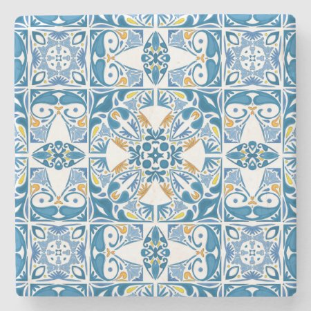 Portuguese Tile Pattern Stone Coaster