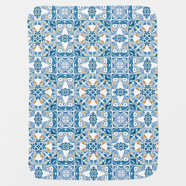Portuguese Tile Pattern Swaddle Blanket (Front)