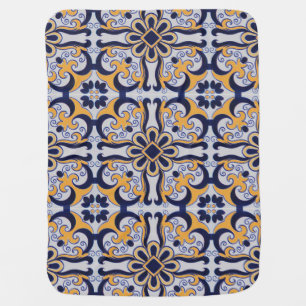 Portuguese tile pattern swaddle blanket