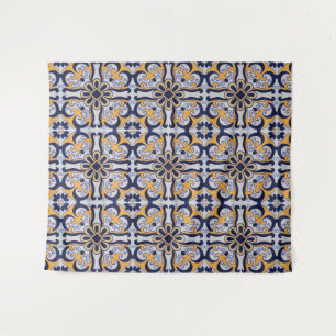 Portuguese tile pattern tapestry