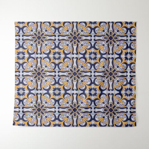 Portuguese tile pattern tapestry