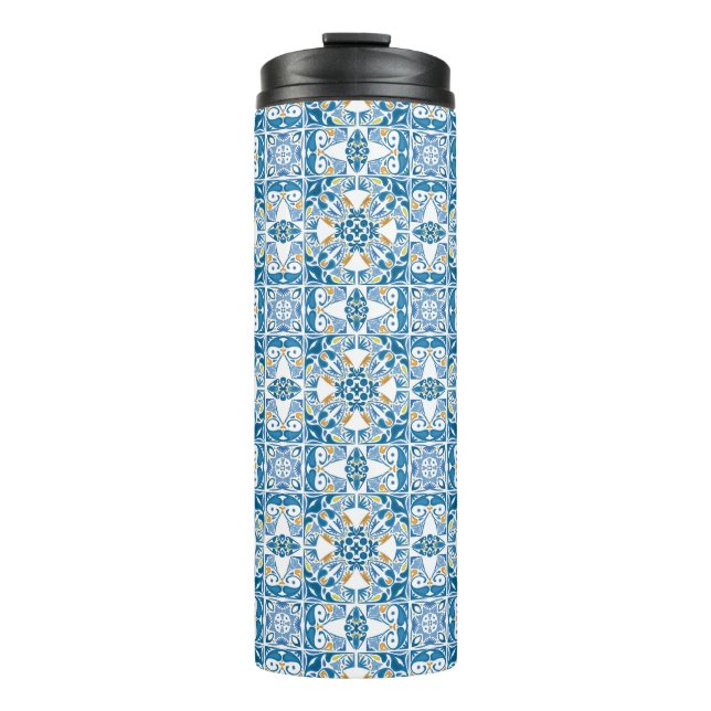 Portuguese Tile Pattern Thermal Tumbler (Front)