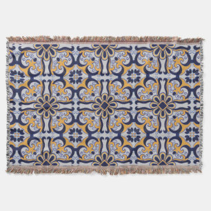 Portuguese tile pattern throw blanket