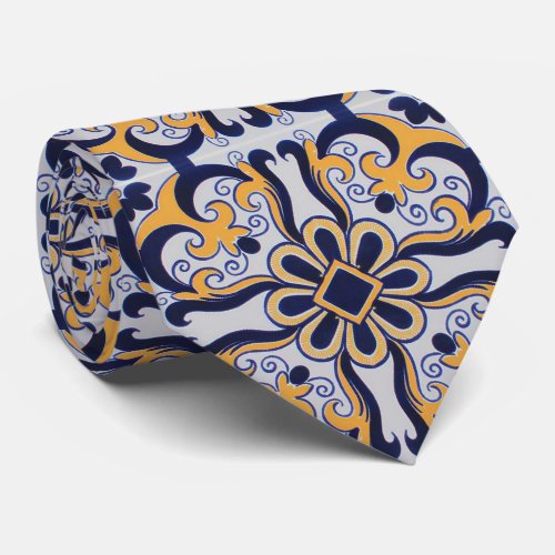 Portuguese tile pattern tie