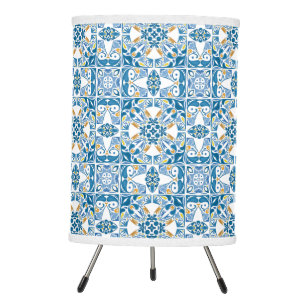 Portuguese Tile Pattern Tripod Lamp