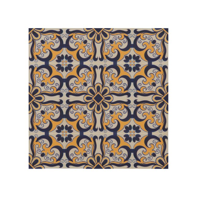 Portuguese tile pattern wood wall decor (Front)
