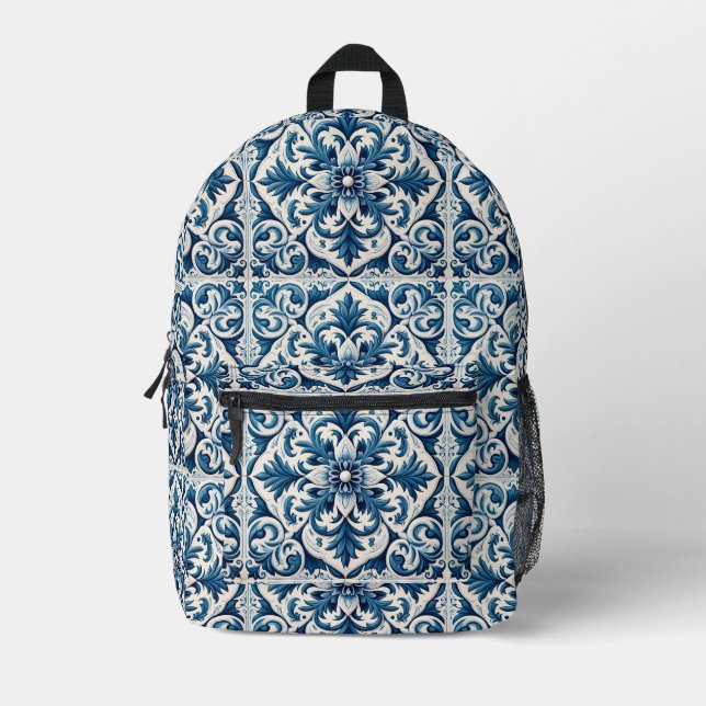 Portuguese tile printed backpack (Front)