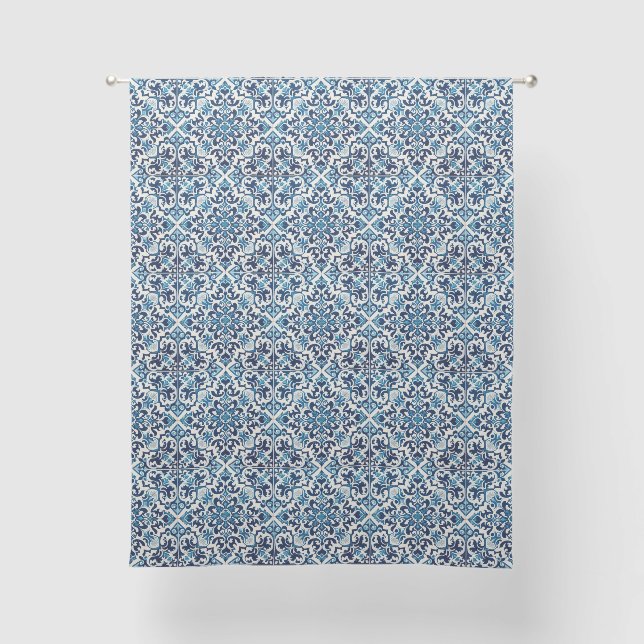 Portuguese tile sheer curtains (Front)