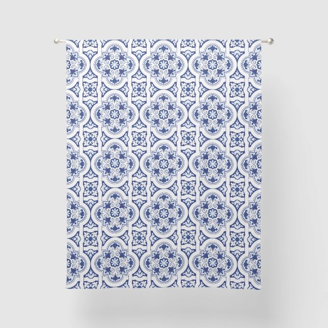 Portuguese tile sheer curtains (Front)
