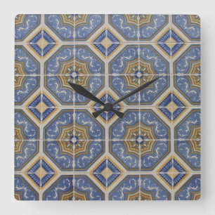 Portuguese tile square wall clock