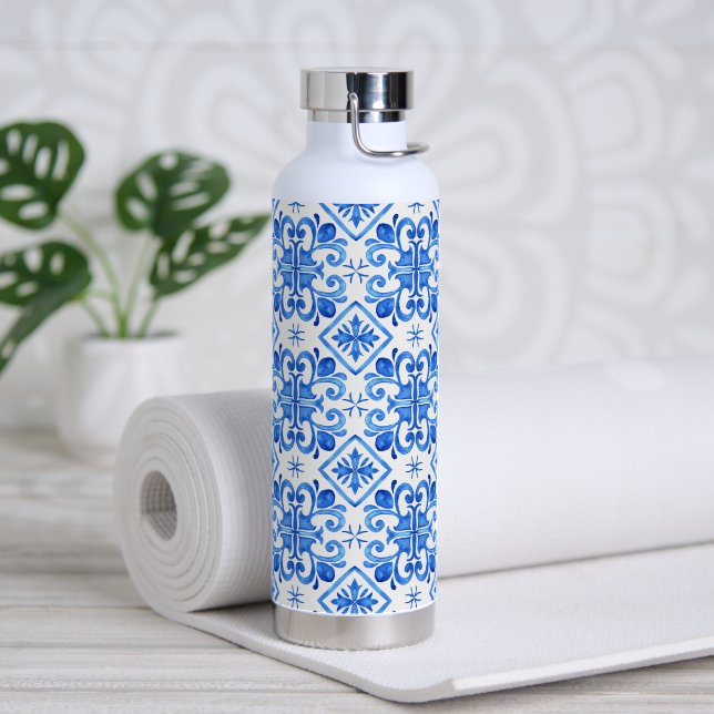 Portuguese tile water bottle (Yoga)