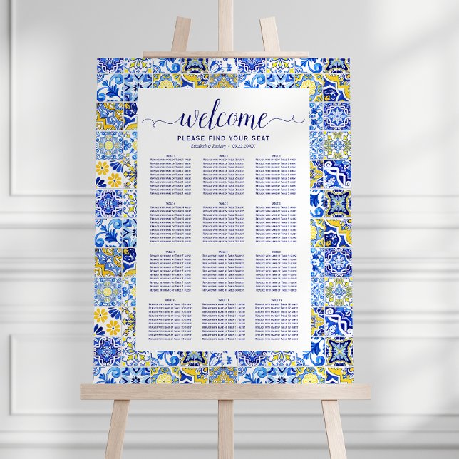 Portuguese Tiles 12-Table Wedding Seating Foam Board (Creator Uploaded)