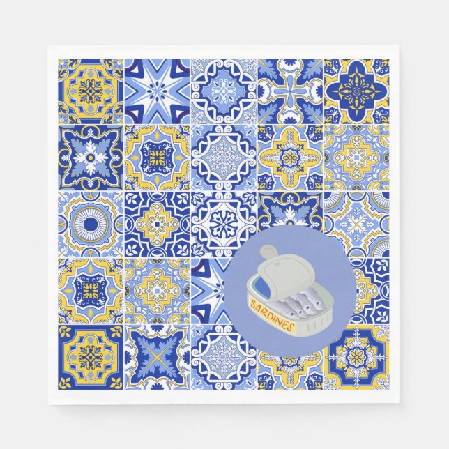  Portuguese Tiles and Sardines Napkins (Front)