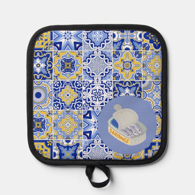 Portuguese Tiles and Sardines Pot Holder (Front)