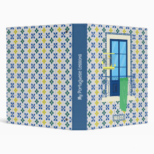 Portuguese tiles and window balcony with bird 3 ring binder
