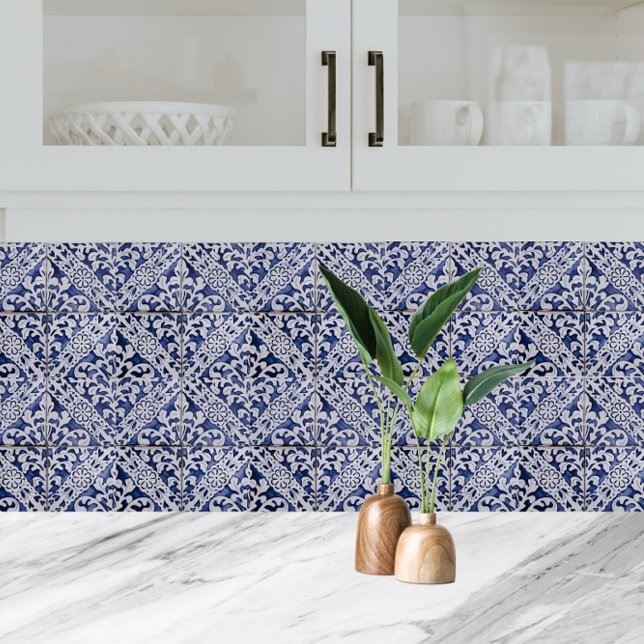 Portuguese Tiles - Azulejo Blue and White Floral (Creator Uploaded)