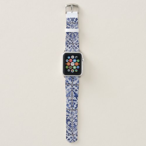 Portuguese Tiles _ Azulejo Blue and White Floral Apple Watch Band